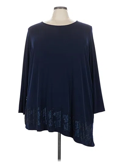 Pre-owned Susan Graver 3/4 Sleeve Top Blue Boatneck Tops