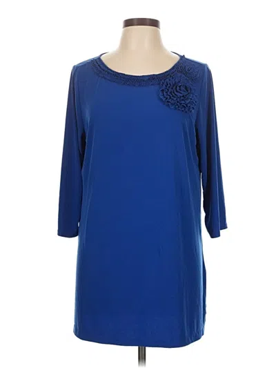 Pre-owned Susan Graver 3/4 Sleeve Top Blue Boatneck Tops