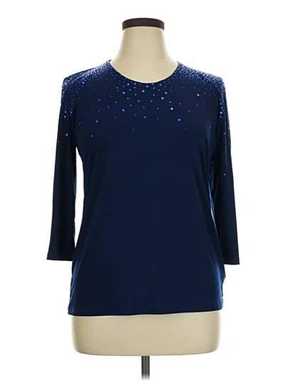 Pre-owned Susan Graver 3/4 Sleeve Top Blue Crew Neck Tops