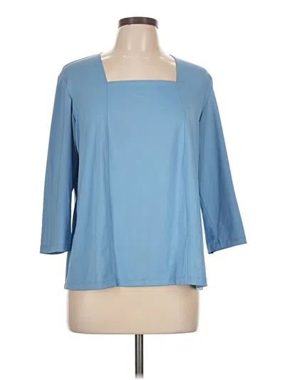Pre-owned Susan Graver 3/4 Sleeve Top Blue Square Neckline Tops