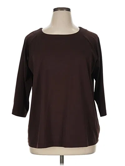 Pre-owned Susan Graver 3/4 Sleeve Top Brown Boatneck Tops