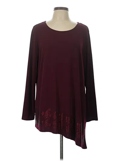 Pre-owned Susan Graver 3/4 Sleeve Top Burgundy Boatneck Tops