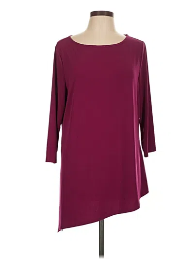 Pre-owned Susan Graver 3/4 Sleeve Top Burgundy Boatneck Tops