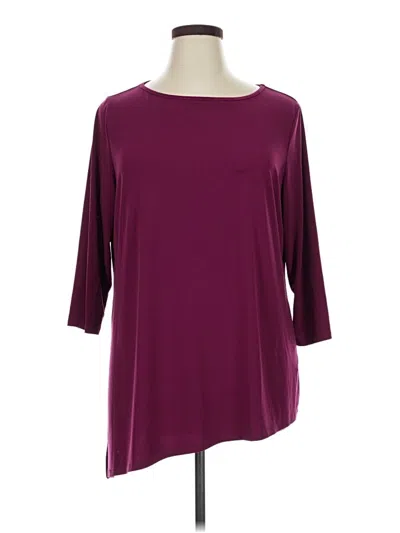 Pre-owned Susan Graver 3/4 Sleeve Top Burgundy Boatneck Tops