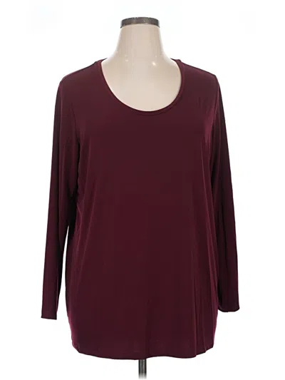 Pre-owned Susan Graver 3/4 Sleeve Top Burgundy Scoop Neck Tops