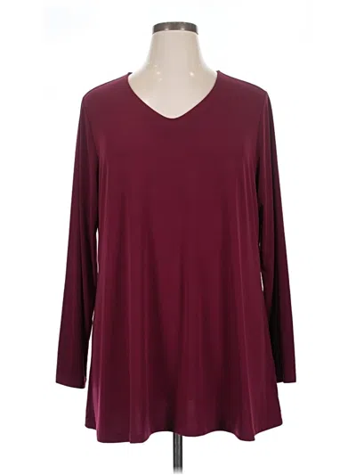 Pre-owned Susan Graver 3/4 Sleeve Top Burgundy V Neck Tops