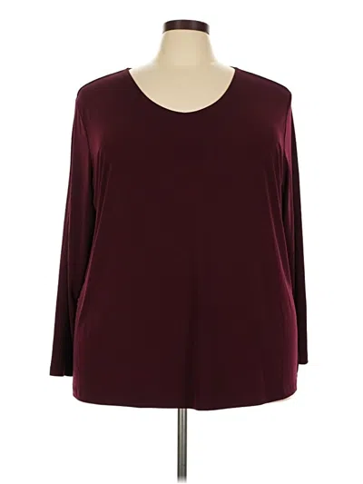 Pre-owned Susan Graver 3/4 Sleeve Top Burgundy V-neck Tops