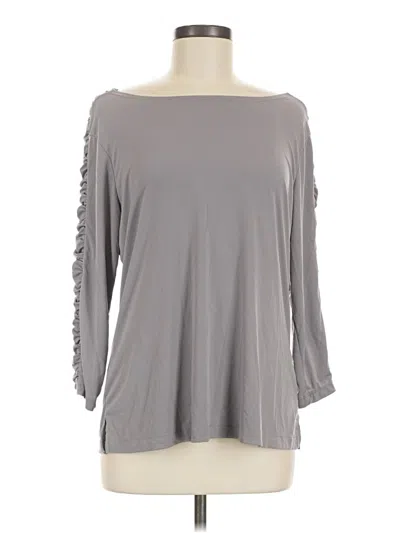 Pre-owned Susan Graver 3/4 Sleeve Top Gray Cold Shoulder Neckline Tops