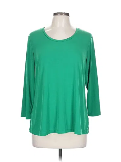 Pre-owned Susan Graver 3/4 Sleeve Top Green Boatneck Tops