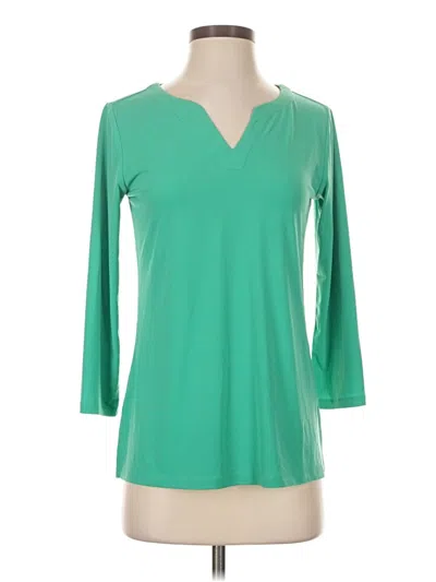 Pre-owned Susan Graver 3/4 Sleeve Top Green V-neck Tops