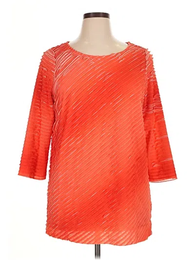 Pre-owned Susan Graver 3/4 Sleeve Top Orange Boatneck Tops