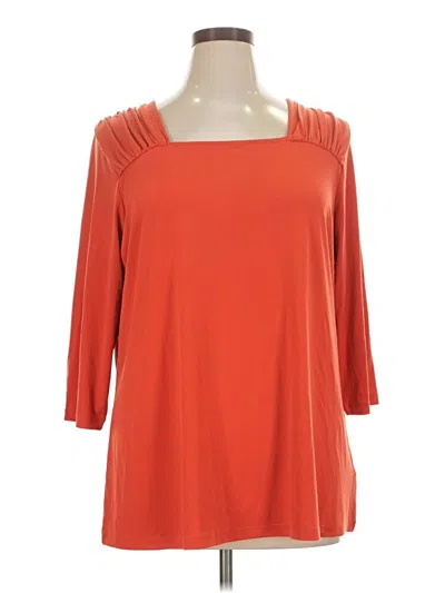 Pre-owned Susan Graver 3/4 Sleeve Top Orange Scoop Neck Tops