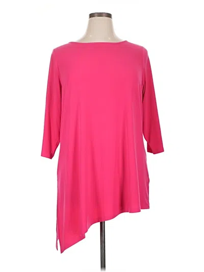 Pre-owned Susan Graver 3/4 Sleeve Top Pink Boatneck Tops