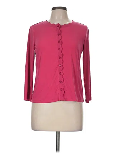 Pre-owned Susan Graver 3/4 Sleeve Top Pink Sweetheart Neckline Tops