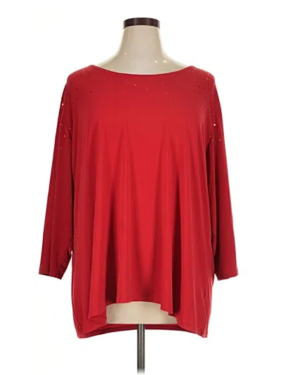 Pre-owned Susan Graver 3/4 Sleeve Top Red Boatneck Tops