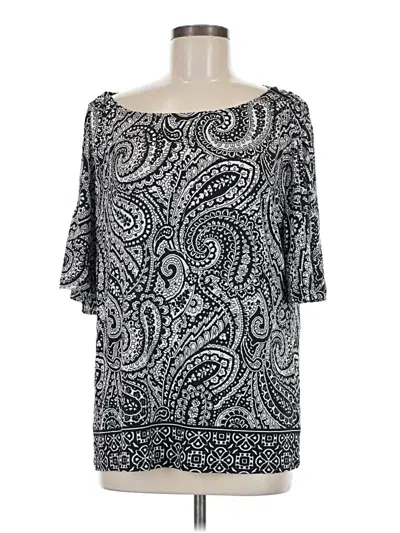 Pre-owned Susan Graver 3/4 Sleeve Top Silver Boatneck Tops