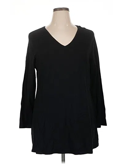 Pre-owned Susan Graver 3/4 Sleeve T-shirt In Black
