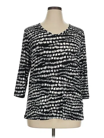 Pre-owned Susan Graver 3/4 Sleeve T-shirt In Black