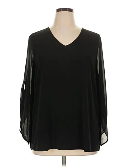 Pre-owned Susan Graver 3/4 Sleeve T-shirt In Black