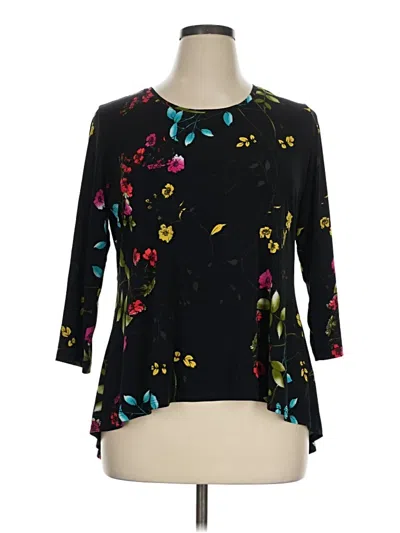 Pre-owned Susan Graver 3/4 Sleeve T-shirt In Black