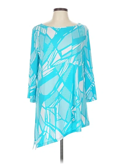 Pre-owned Susan Graver 3/4 Sleeve T-shirt In Blue