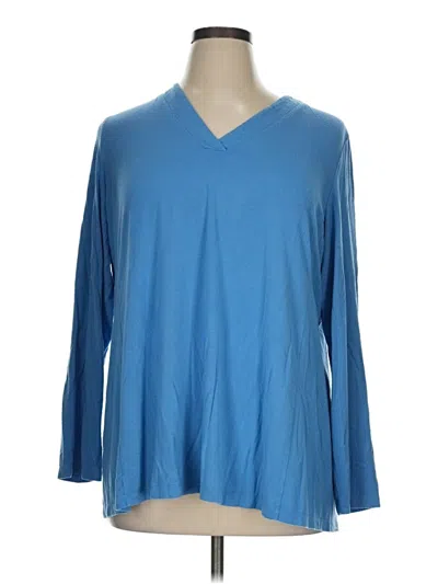 Pre-owned Susan Graver 3/4 Sleeve T-shirt In Blue