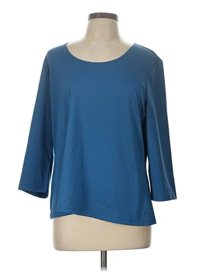 Pre-owned Susan Graver 3/4 Sleeve T-shirt In Blue