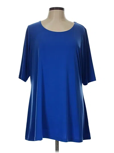 Pre-owned Susan Graver 3/4 Sleeve T-shirt In Blue
