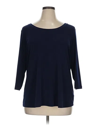 Pre-owned Susan Graver 3/4 Sleeve T-shirt In Blue