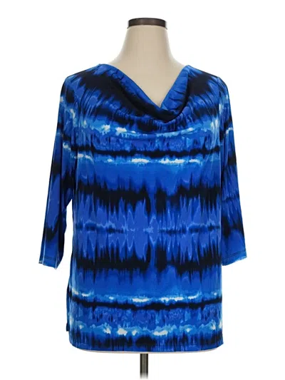 Pre-owned Susan Graver 3/4 Sleeve T-shirt In Blue