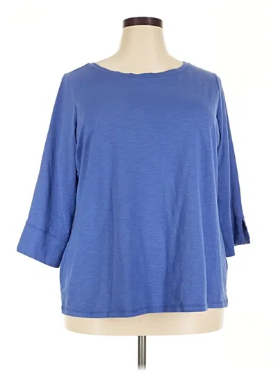 Pre-owned Susan Graver 3/4 Sleeve T-shirt In Blue