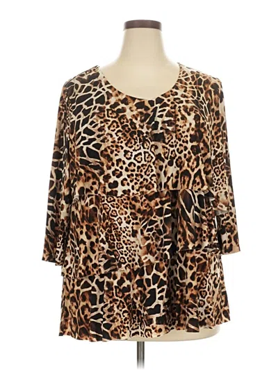 Pre-owned Susan Graver 3/4 Sleeve T-shirt In Brown