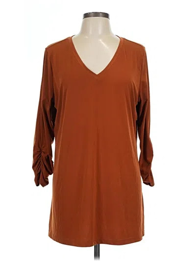 Pre-owned Susan Graver 3/4 Sleeve T-shirt In Brown