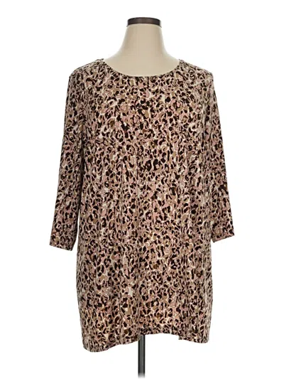 Pre-owned Susan Graver 3/4 Sleeve T-shirt In Brown