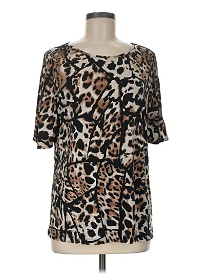 Pre-owned Susan Graver 3/4 Sleeve T-shirt In Brown
