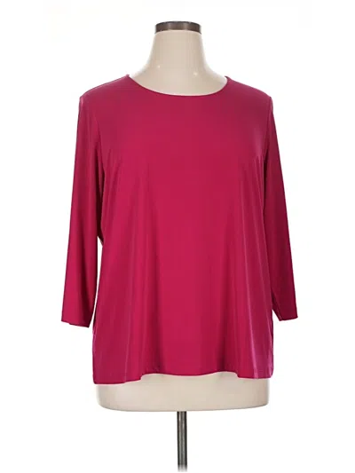 Pre-owned Susan Graver 3/4 Sleeve T-shirt In Burgundy