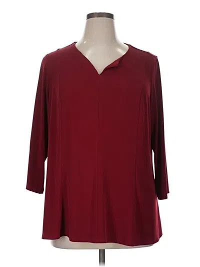Pre-owned Susan Graver 3/4 Sleeve T-shirt In Burgundy