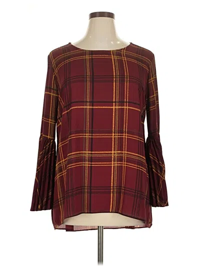 Pre-owned Susan Graver 3/4 Sleeve T-shirt In Burgundy