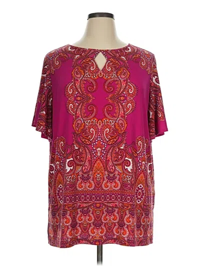 Pre-owned Susan Graver 3/4 Sleeve T-shirt In Burgundy