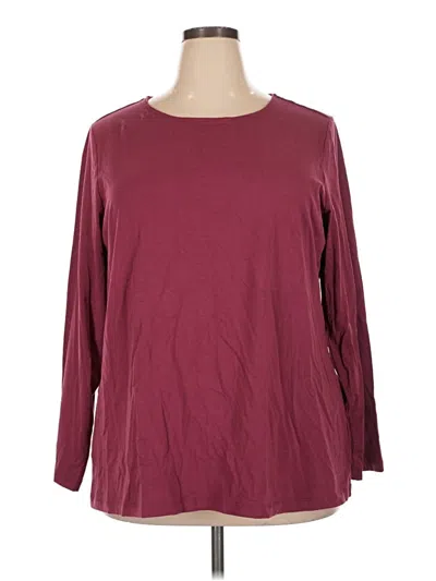 Pre-owned Susan Graver 3/4 Sleeve T-shirt In Burgundy