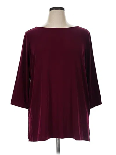 Pre-owned Susan Graver 3/4 Sleeve T-shirt In Burgundy