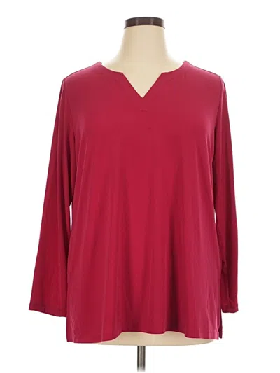 Pre-owned Susan Graver 3/4 Sleeve T-shirt In Burgundy