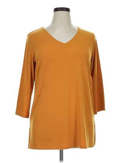 Pre-owned Susan Graver 3/4 Sleeve T-shirt In Gold