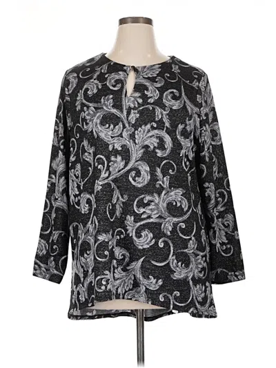 Pre-owned Susan Graver 3/4 Sleeve T-shirt In Gray