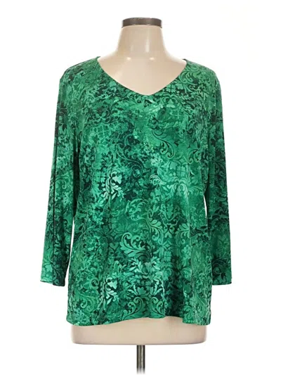 Pre-owned Susan Graver 3/4 Sleeve T-shirt In Green