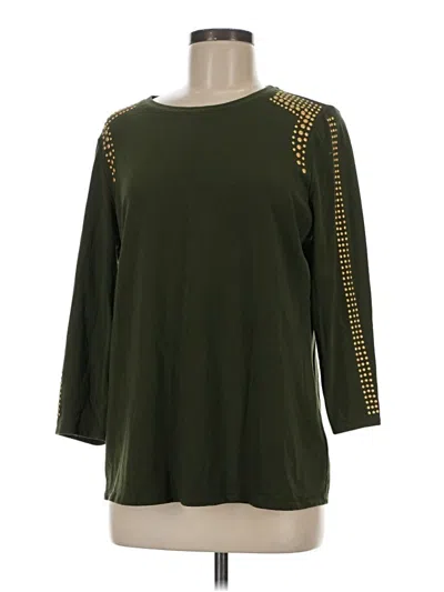 Pre-owned Susan Graver 3/4 Sleeve T-shirt In Green