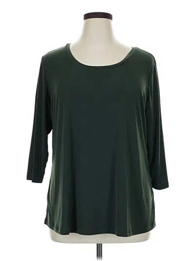 Pre-owned Susan Graver 3/4 Sleeve T-shirt In Green