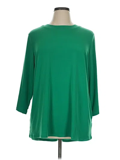Pre-owned Susan Graver 3/4 Sleeve T-shirt In Green