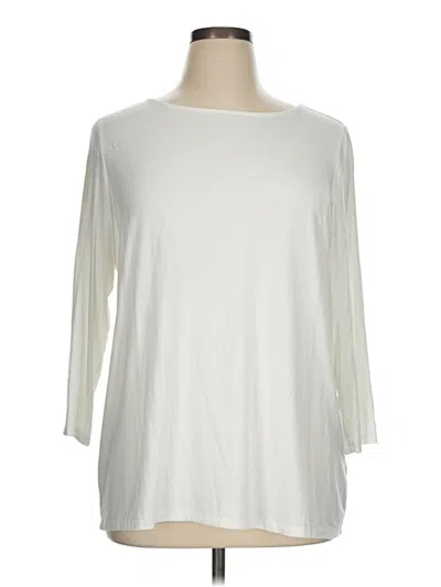 Pre-owned Susan Graver 3/4 Sleeve T-shirt In Ivory