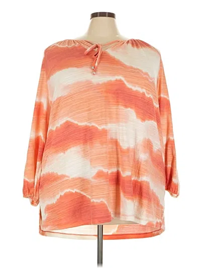 Pre-owned Susan Graver 3/4 Sleeve T-shirt In Orange